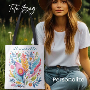 Bolsa Tote Saco Floral De Banho Colorido, Estilo Boho,