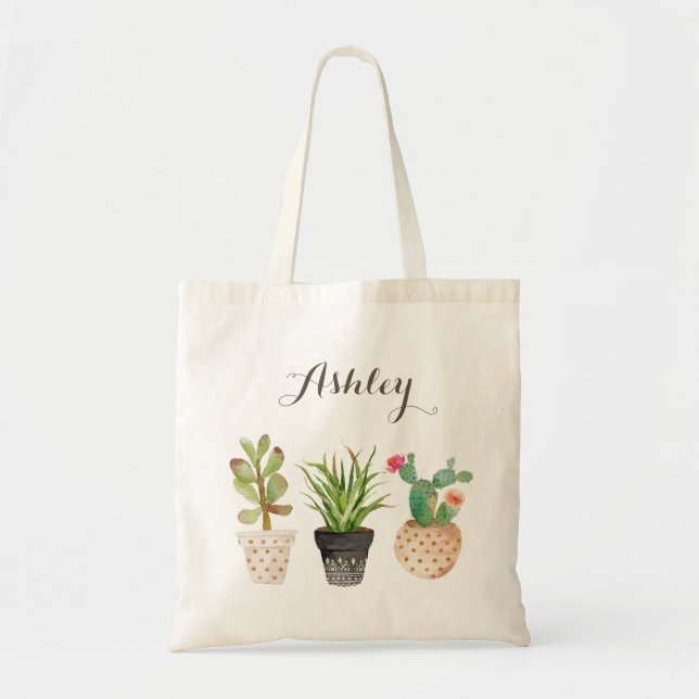Bolsa Tote Saco Floral Personalizado Cactus (Frente)