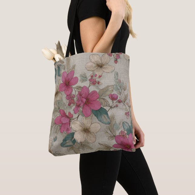 Bolsa Tote Saco Floral Rosa Blossom (Close Up)