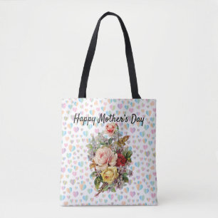 Bolsa Tote Saco grande floral elegante do Dia das Mães