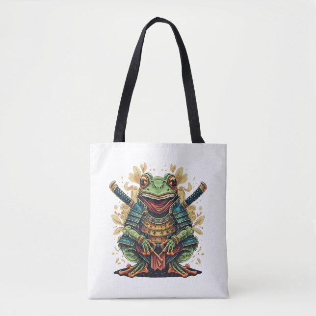 Bolsa Tote Saco lateral do guerreiro samurai rã (Frente)