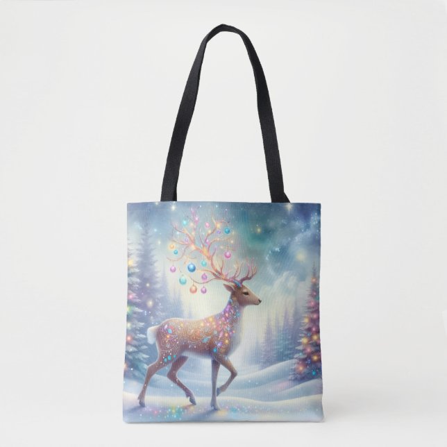 Bolsa Tote Saco Mágico de Natal de Rena (Frente)