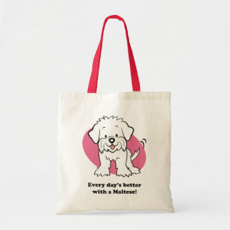 Bolsa Tote Saco maltês do cão bonito dos desenhos animados