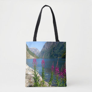Bolsa Tote Saco médio de tota com cena fluvial da Noruega