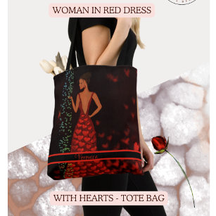 Bolsa Tote Saco moderno com mulher de vestido vermelho