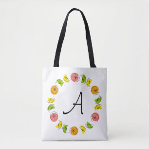 Bolsa Tote Saco monograma Citrus Circle rosa nas costas total