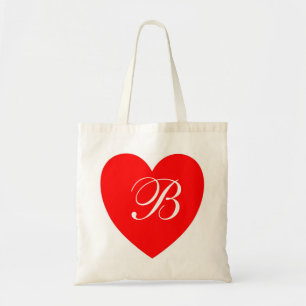 Bolsa Tote Saco Monograma do Coração Vermelho