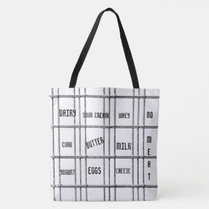 Bolsa Tote Saco Negro e Leite Branco Sem Carne