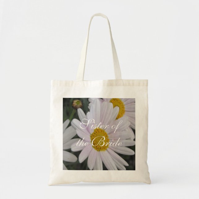 Bolsa Tote Saco nome, flores de margarida (Frente)
