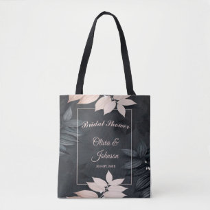 Bolsa Tote Saco para Chuva de Presentes de Noiva Floral Preto