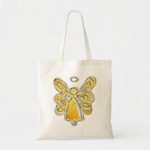 Bolsa Tote Saco Personalizado Anjo da Guarda Amarelo Arte