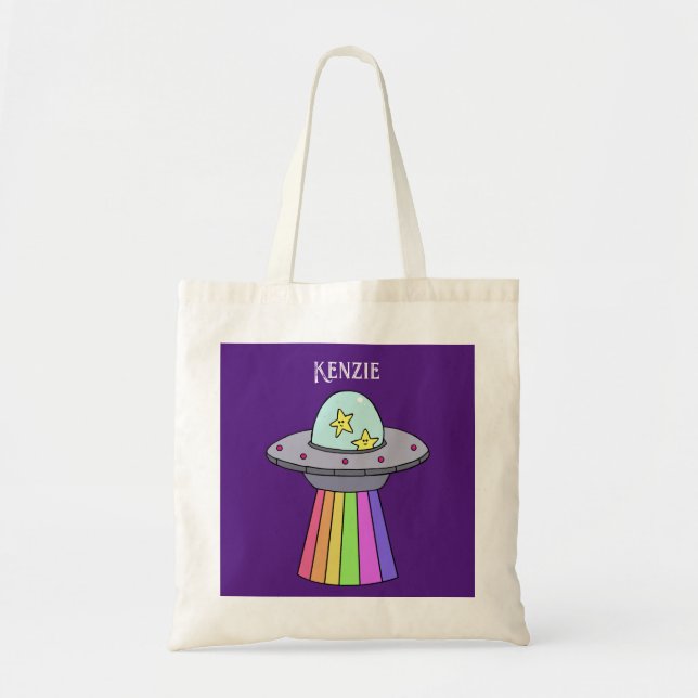 Bolsa Tote Saco Personalizado Arco-íris UFO (Frente)