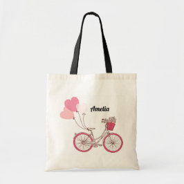 Bolsa Tote Saco personalizado balões cor-de-rosa da bicicleta