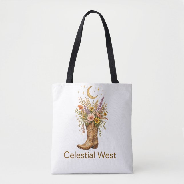 Bolsa Tote Saco Personalizado Celestial West Cowboy Boots Tot (Frente)