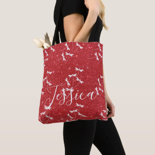 Bolsa Tote Saco personalizado com brilho e libélulas