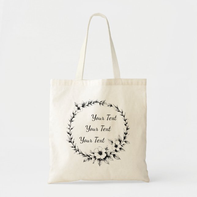 Bolsa Tote Saco Personalizado com Coroa de Flores (Frente)