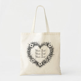 Bolsa Tote Saco Personalizado com Coroa de Flores em Coração