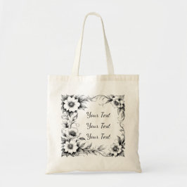 Bolsa Tote Saco Personalizado com Moldura Floral Vintage