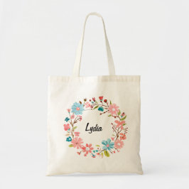Bolsa Tote Saco Personalizado com Nome e Flores – Presente pa
