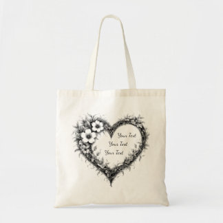Bolsa Tote Saco Personalizado Coração de Flores Silvestres