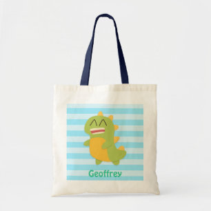 Bolsa Tote Saco Personalizado de Dinossauros Fofos e Felizes 