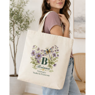 Bolsa Tote Saco Personalizado de Flor de Nascimento de Fevere
