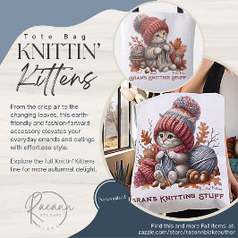 Bolsa Tote Saco Personalizado de Gatinhos Tricotando