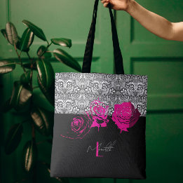 Bolsa Tote Saco Personalizado de Lace & Rosas Chic