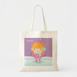 Bolsa Tote Saco Personalizado de Menina Patinadora de Gelo de