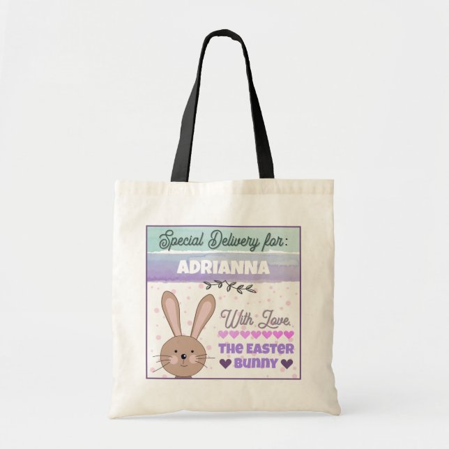 Bolsa Tote Saco Personalizado do Coelhinho da Páscoa (Frente)