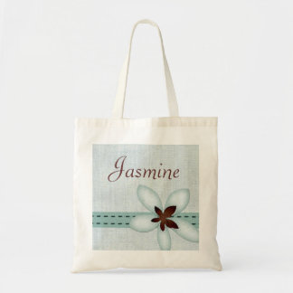 Bolsa Tote Saco personalizado - fita azul e flor