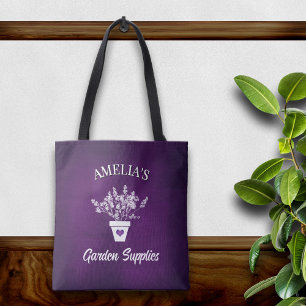 Bolsa Tote Saco Personalizado Roxo & Floral Bonito