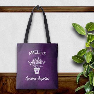 Bolsa Tote Saco Personalizado Roxo & Floral Bonito