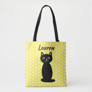 Bolsa Tote Saco Personalizado Silhueta de Gato Preto com Boli
