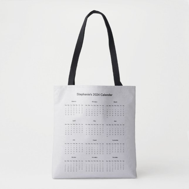 Bolsa Tote Saco personalizável com calendário 2024 (Frente)
