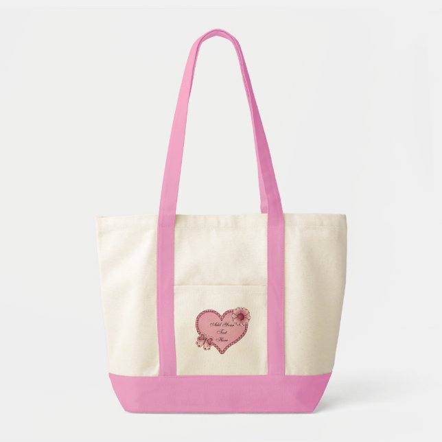 Bolsa Tote Saco Personalizável do Coração de Amor (Frente)