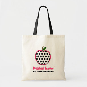 Bolsa Tote Saco pré-escolar do professor - bolinhas Apple