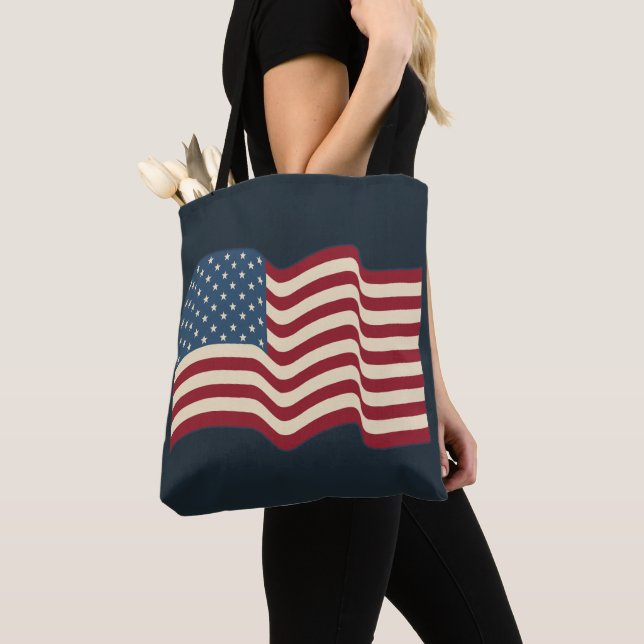 Bolsa Tote Saco Presente da Bandeira Americana (Close Up)