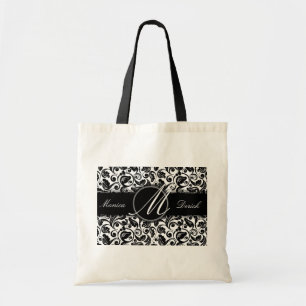 Bolsa Tote Saco preto & branco clássico do casamento