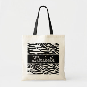 Bolsa Tote Saco preto & branco da dama de honra da zebra do