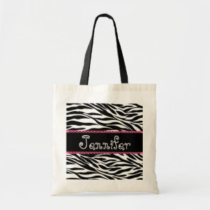 Bolsa Tote Saco preto & branco da dama de honra da zebra do