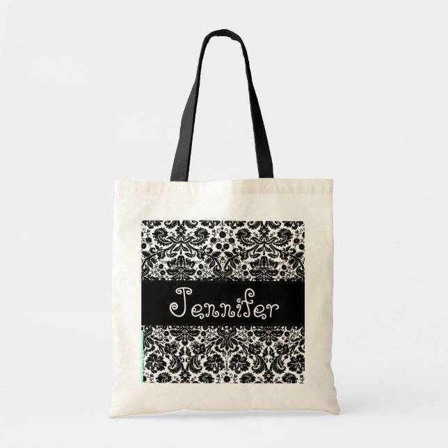 Bolsa Tote Saco PRETO & BRANCO do casamento da dama de honra (Frente)
