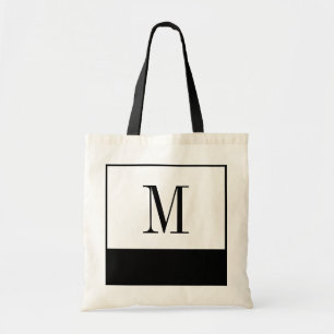 Bolsa Tote Saco preto e branco elegante do monograma