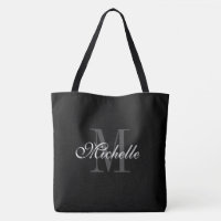 Saco preto muito grande com monograma chic