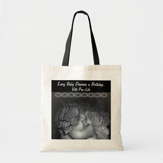 Bolsa Tote saco pró-vida bebê anjo voto pró-vida (Frente)