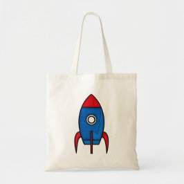 Bolsa Tote Saco retro de Rocket de espaço dos desenhos