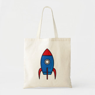 Bolsa Tote Saco retro de Rocket de espaço dos desenhos