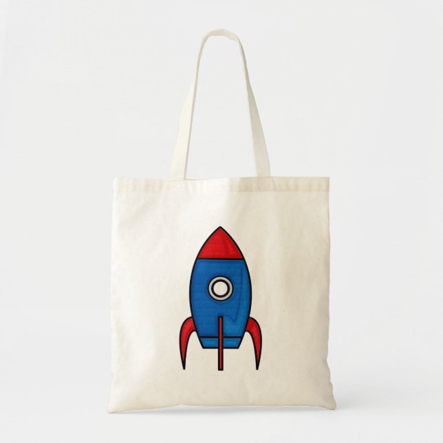 Bolsa Tote Saco retro de Rocket de espaço dos desenhos (Frente)