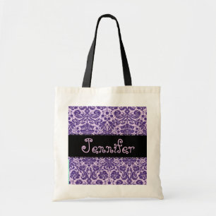 Bolsa Tote Saco ROXO do casamento da dama de honra do damasco
