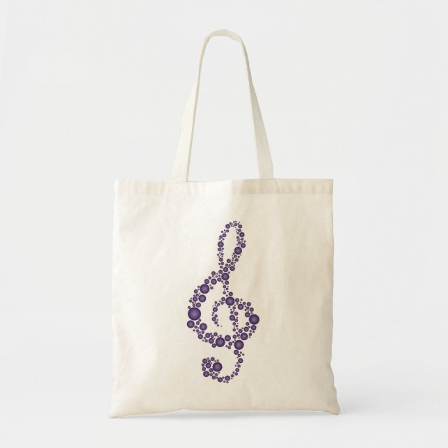 Bolsa Tote Saco roxo dos pontos do Clef de triplo da música (Frente)